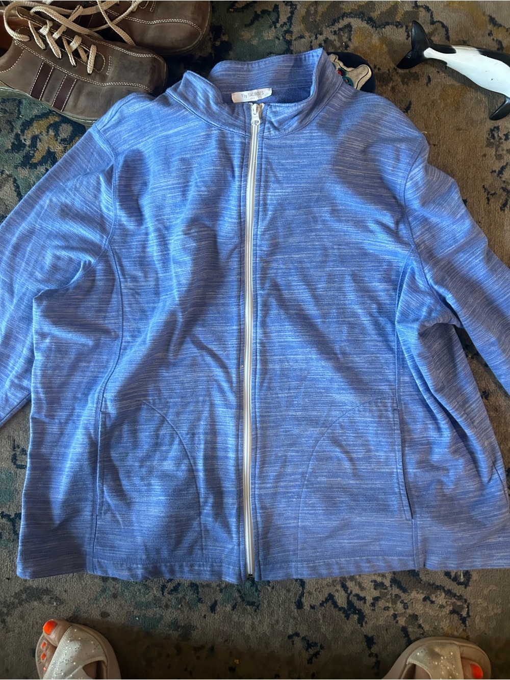 Talbots Light Blue Full-Zip athleisure jacket 3x